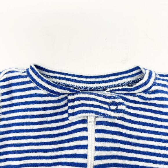 Primary Baby Boys Organic Cotton Striped‎ Zip Short Sleeve Romper One Piece 0-3M - Picture 4 of 6